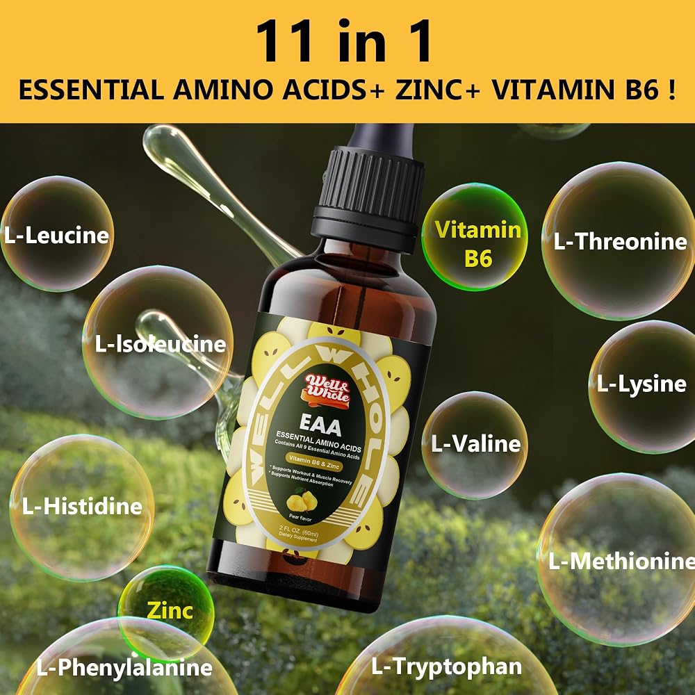 Well&Whole Essential Amino Acids Liquid Drops for Recovery - 2 Fl Oz - image 3