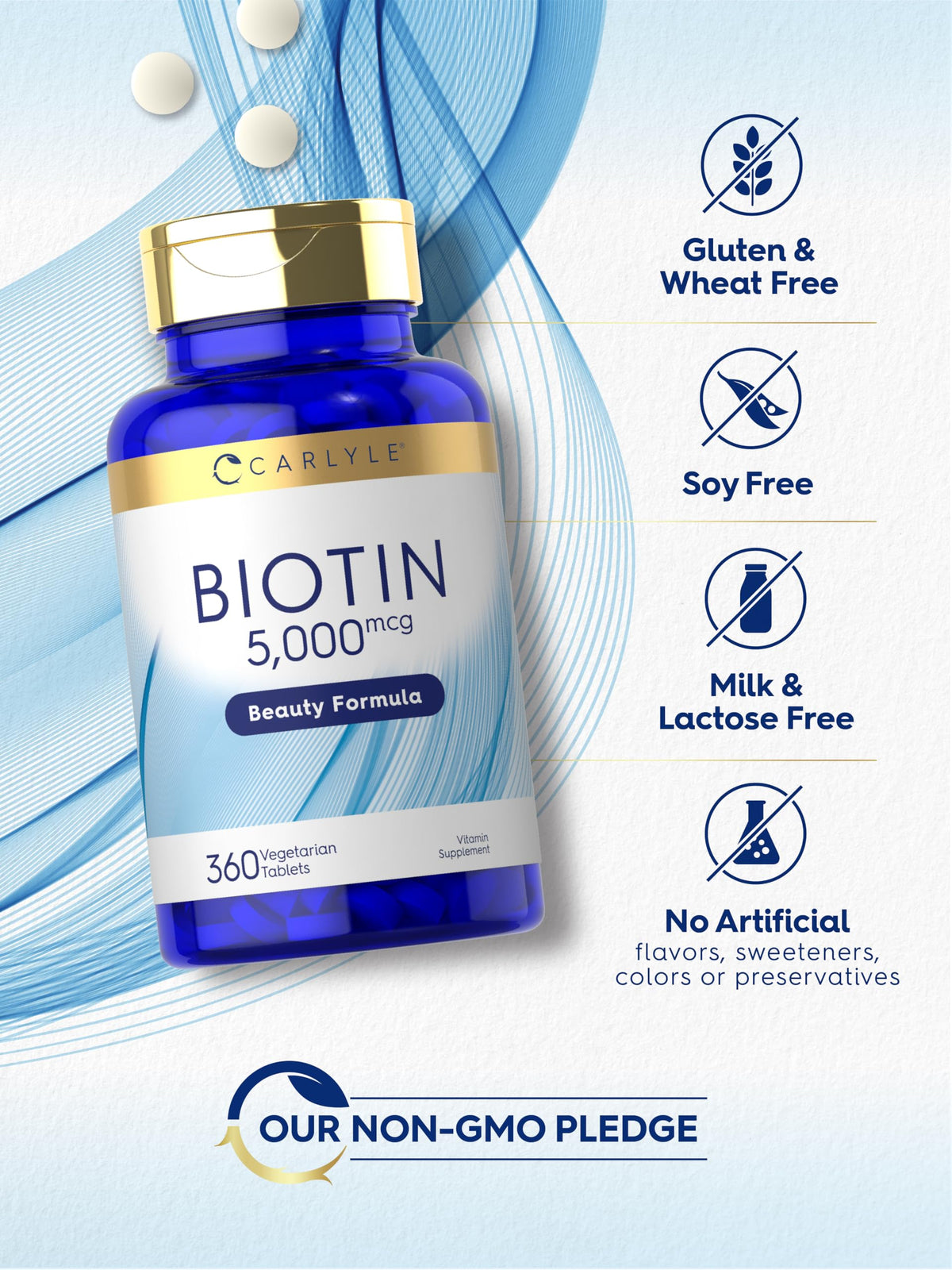 Carlyle Biotin 5000mcg for Hair, Skin, and Nails - 360 Tablets - image 4