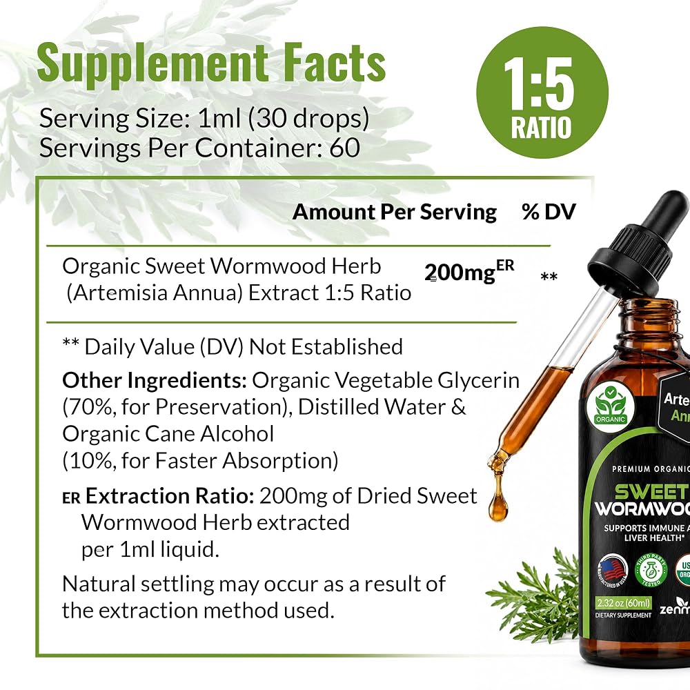 Zenmen Sweet Wormwood Tincture Organic - 2.32 Fl Oz - image 4