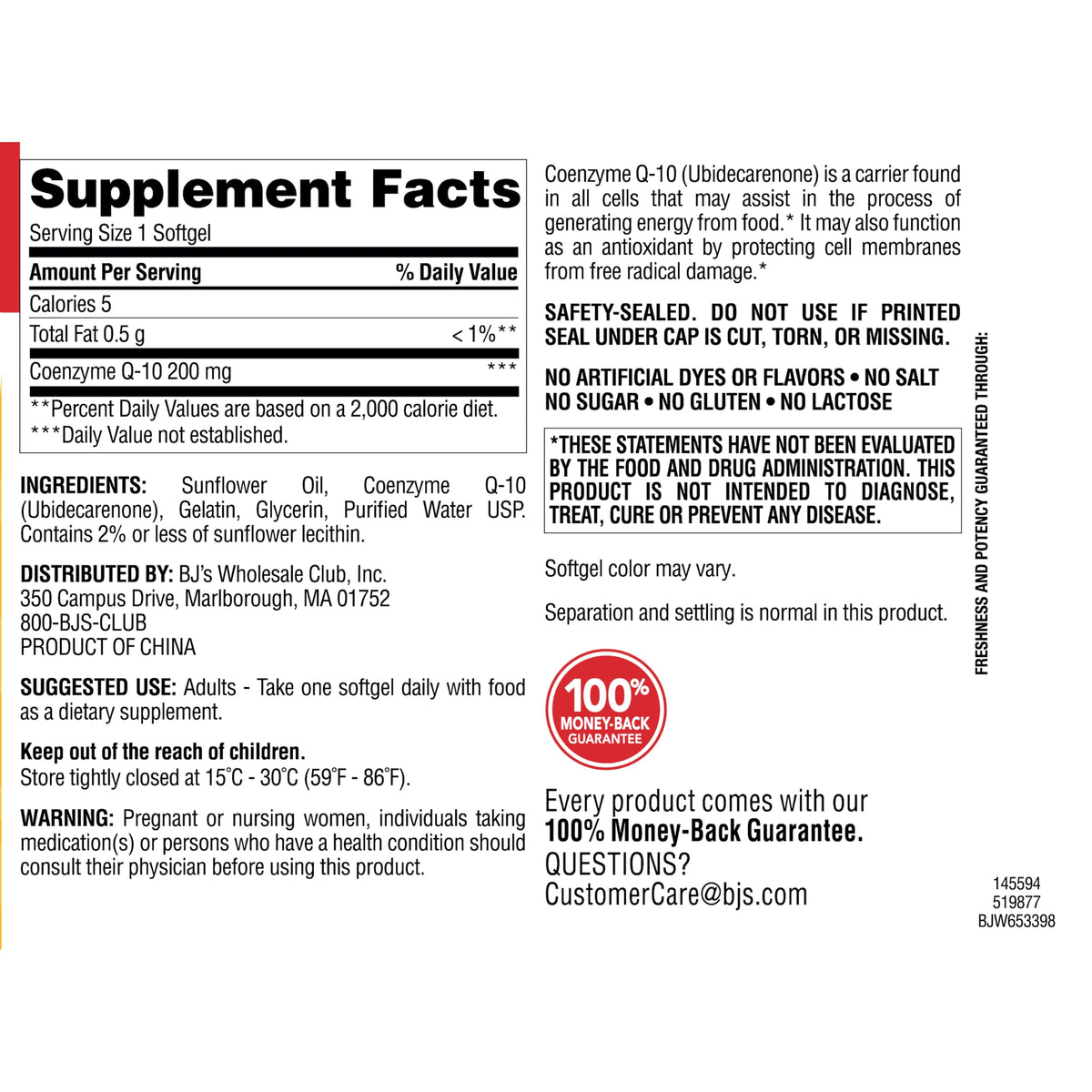 Berkley Jensen CoQ10 200 mg Softgels for Heart Health - 140 Count - image 5
