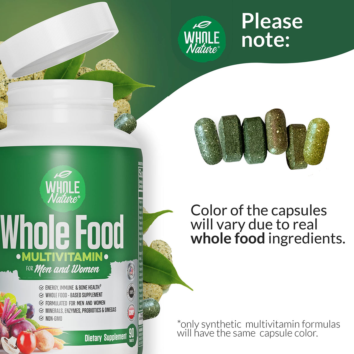 Whole Nature Whole Food Multivitamin for Men and Women - 120 Tablets - image 5