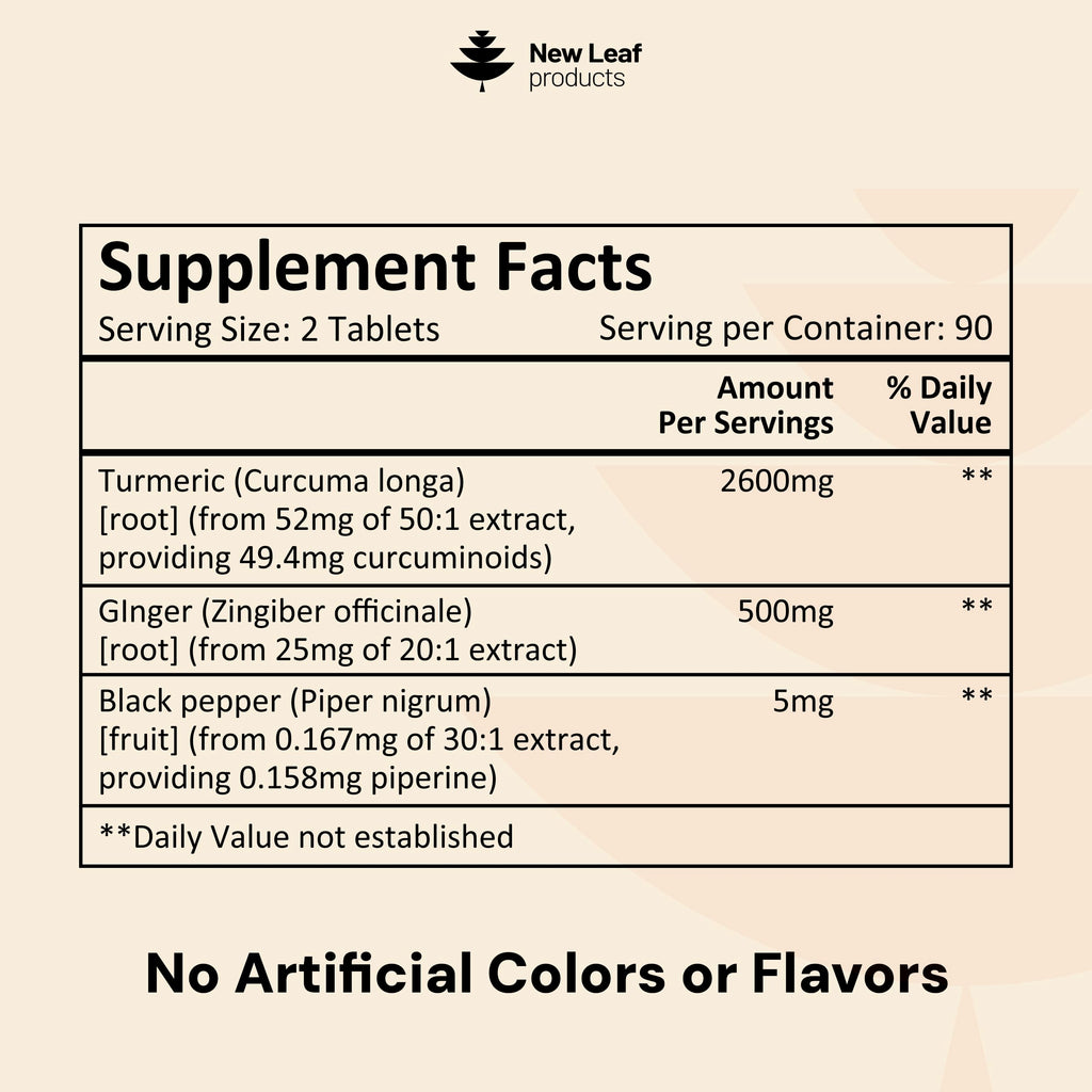 New Leaf Products Turmeric Curcumin with Black Pepper & Ginger 2000mg