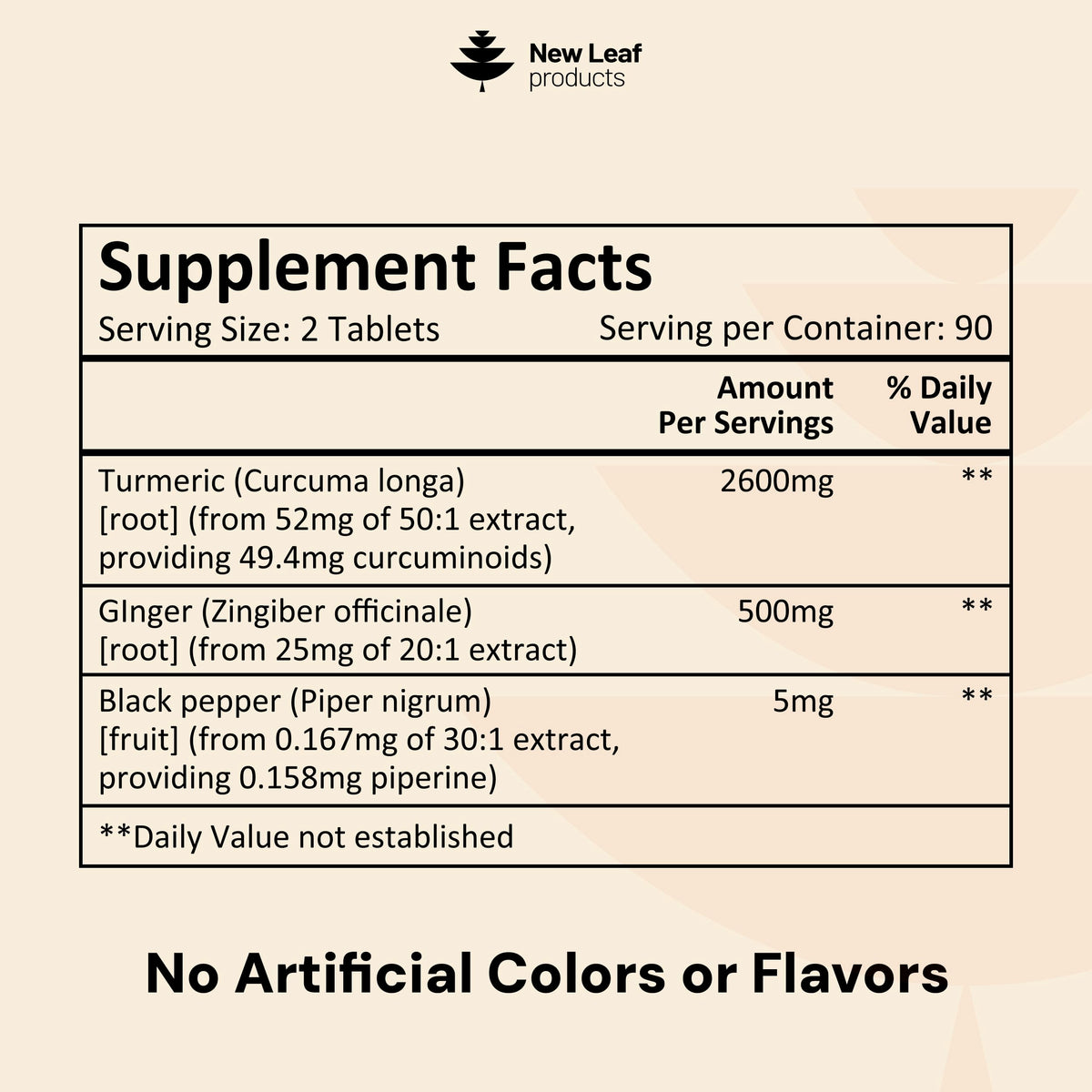 New Leaf Products Turmeric Curcumin with Black Pepper & Ginger 2000mg