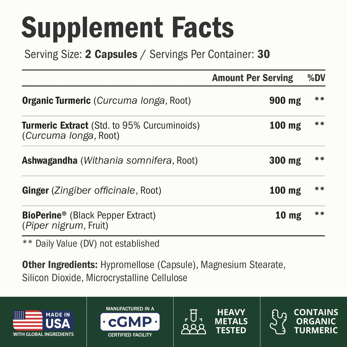 Vimerson Health Ashwagandha Capsules with Turmeric & Ginger - 60 Capsules - image 2