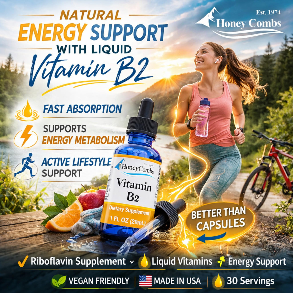 HoneyCombs Vitamin B2 Liquid Drops Riboflavin - 1 Fl Oz - image 4