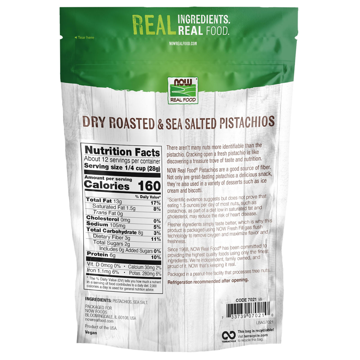 NOW Real Food Pistachios Roasted with Sea Salt - 12 Ounce - image 2