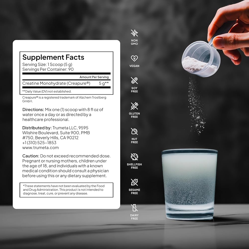 TRUMETA Pure Creapure Creatine Monohydrate Powder - 15.87 oz - image 2