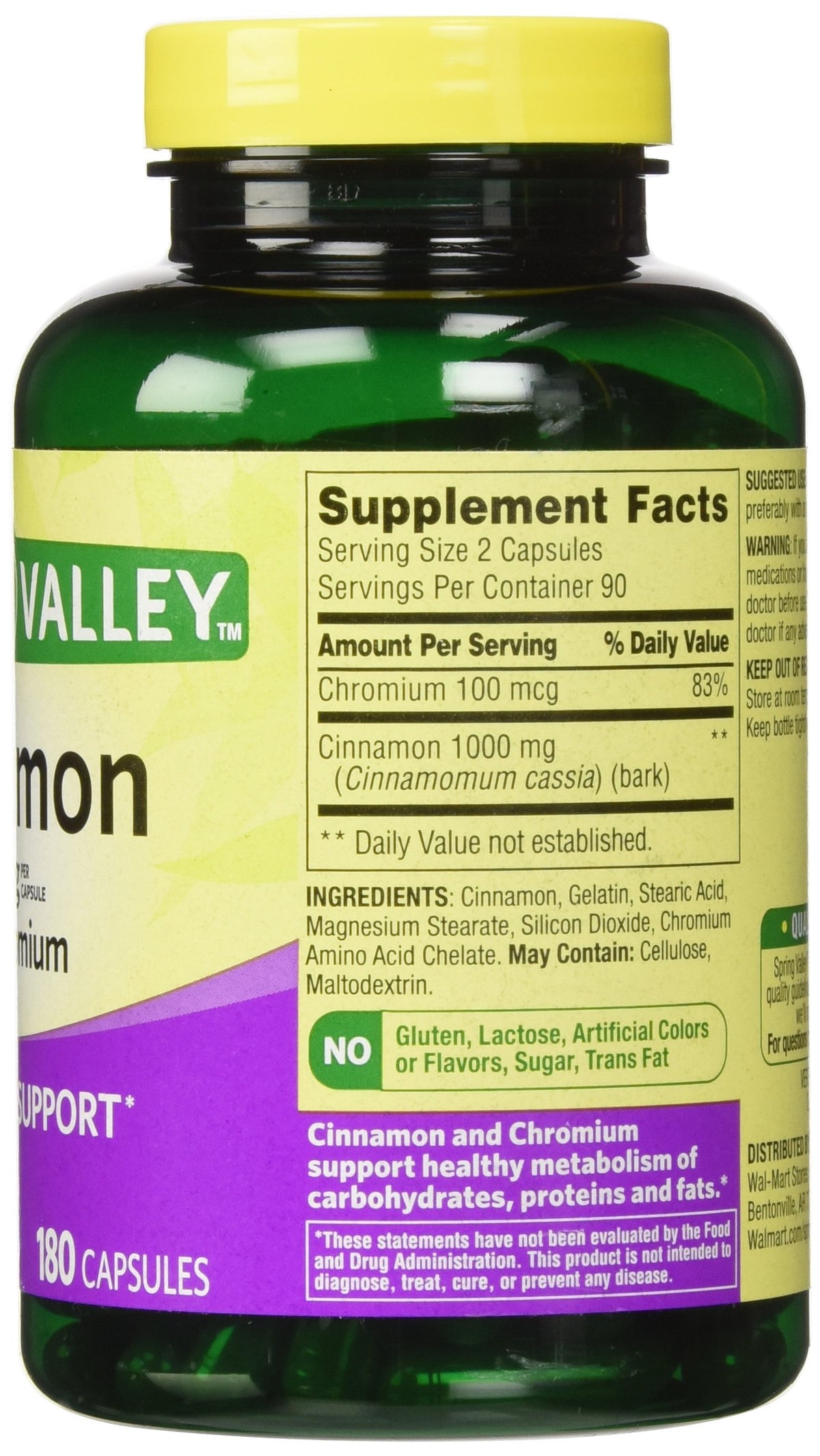 Spring Valley Cinnamon 500mg Plus Chromium - 360 Capsules - image 2