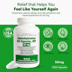 SDA LABORATORIES Diphenhydramine HCl 50mg Capsules - 1000 Count - image 2