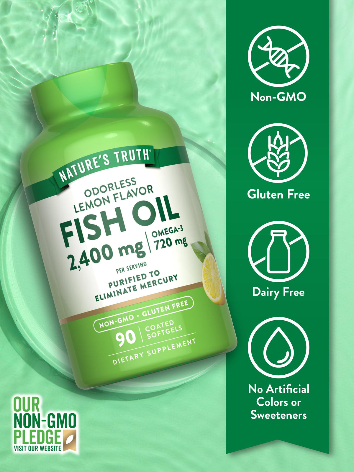 Nature's Truth Fish Oil Omega 3 Supplement 2400mg - 90 Softgels - image 3