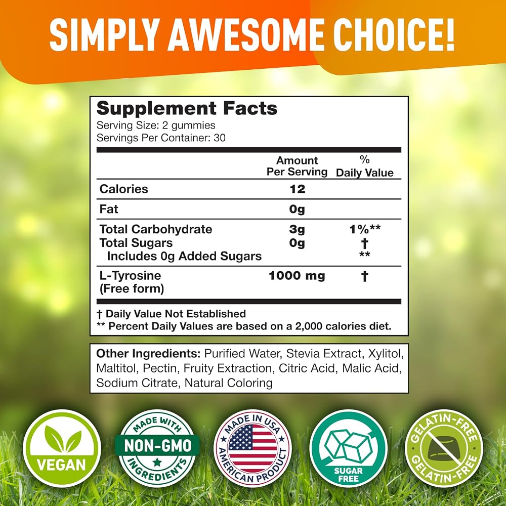 BioVit L-Tyrosine Gummies Amino Acid Supplement - 60 Vegan Gummies - image 3