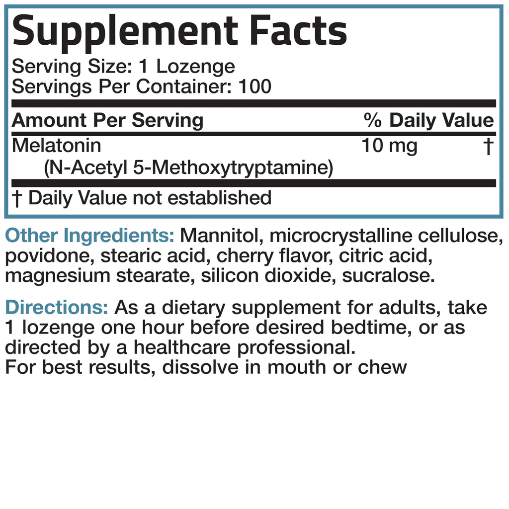 Bronson Melatonin 10mg Fast Dissolve Cherry Flavored Tablets