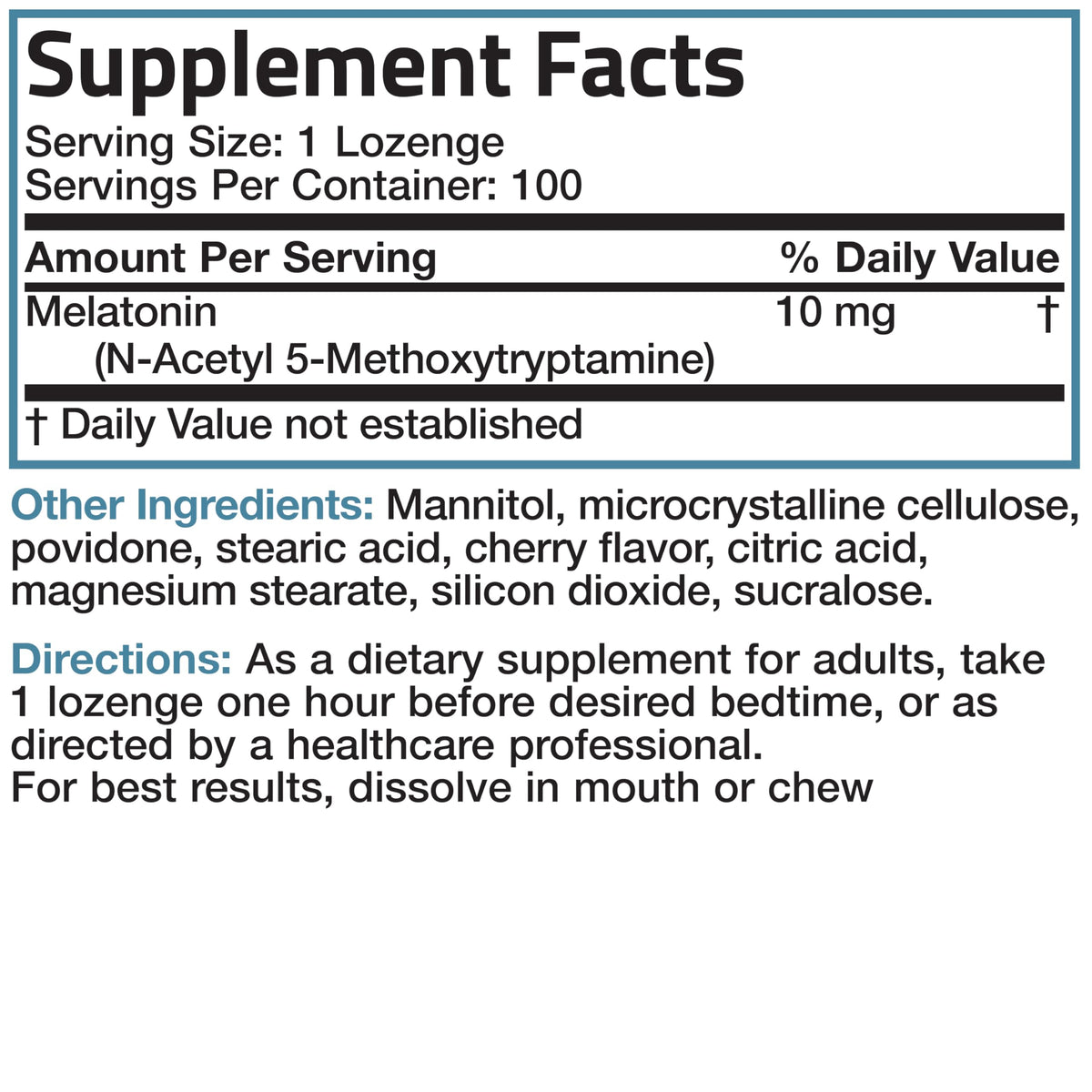Bronson Melatonin 10mg Fast Dissolve Cherry Flavored Tablets