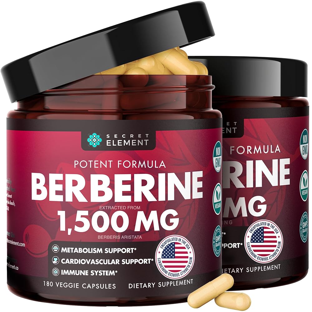 Secret Element Berberine HCL 1500 mg Supplement - 360 Capsules