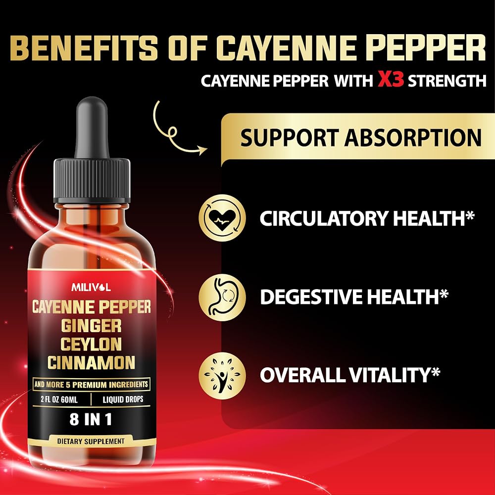 MILIVOL 8in1 Cayenne Pepper Liquid Drops - 2 Fl Oz - image 4