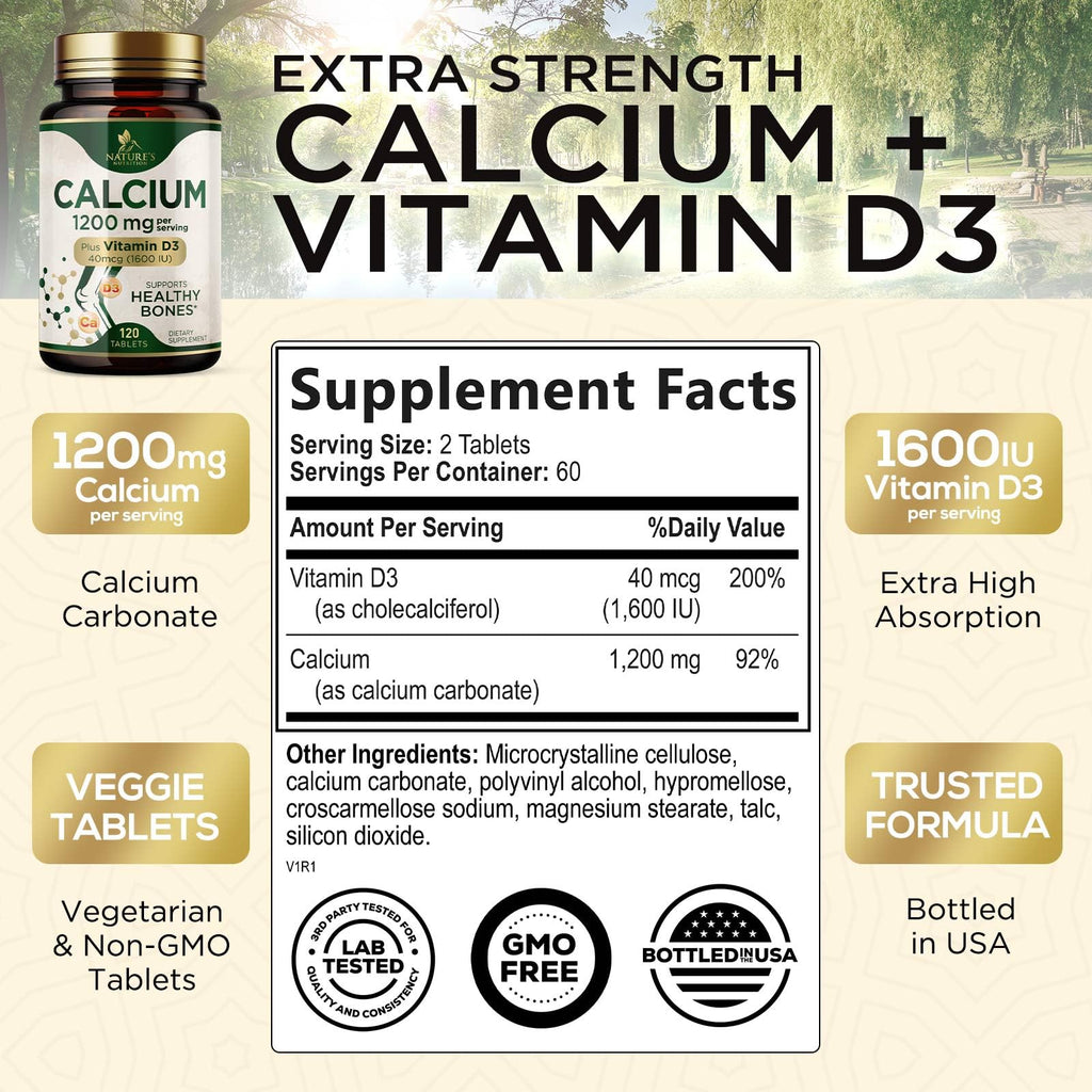 Nature's Nutrition Calcium 1200 mg Per Serving with Vitamin D3 - Bone