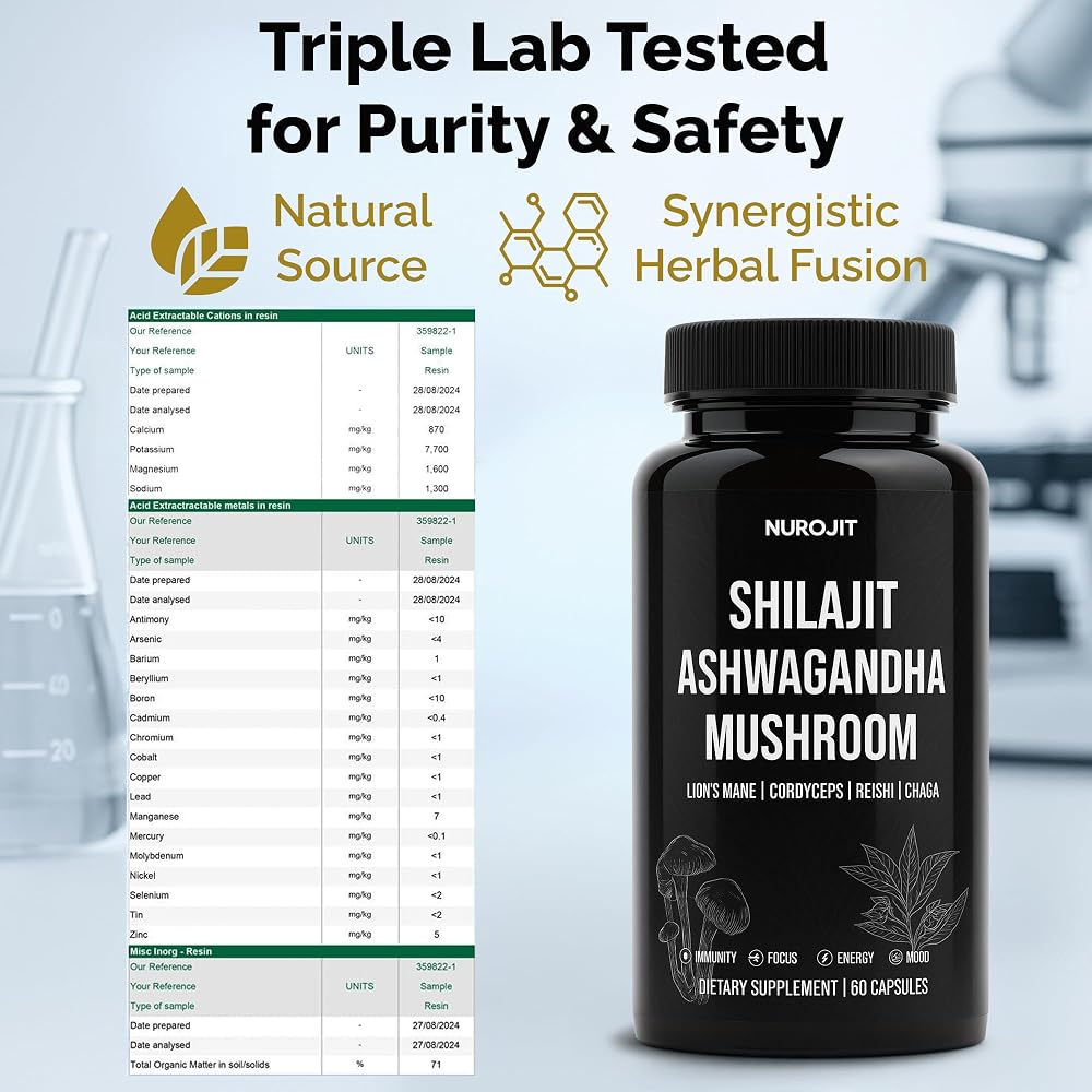 NuroJit Shilajit Ashwagandha Mushroom Capsules - 60 Capsules - image 2
