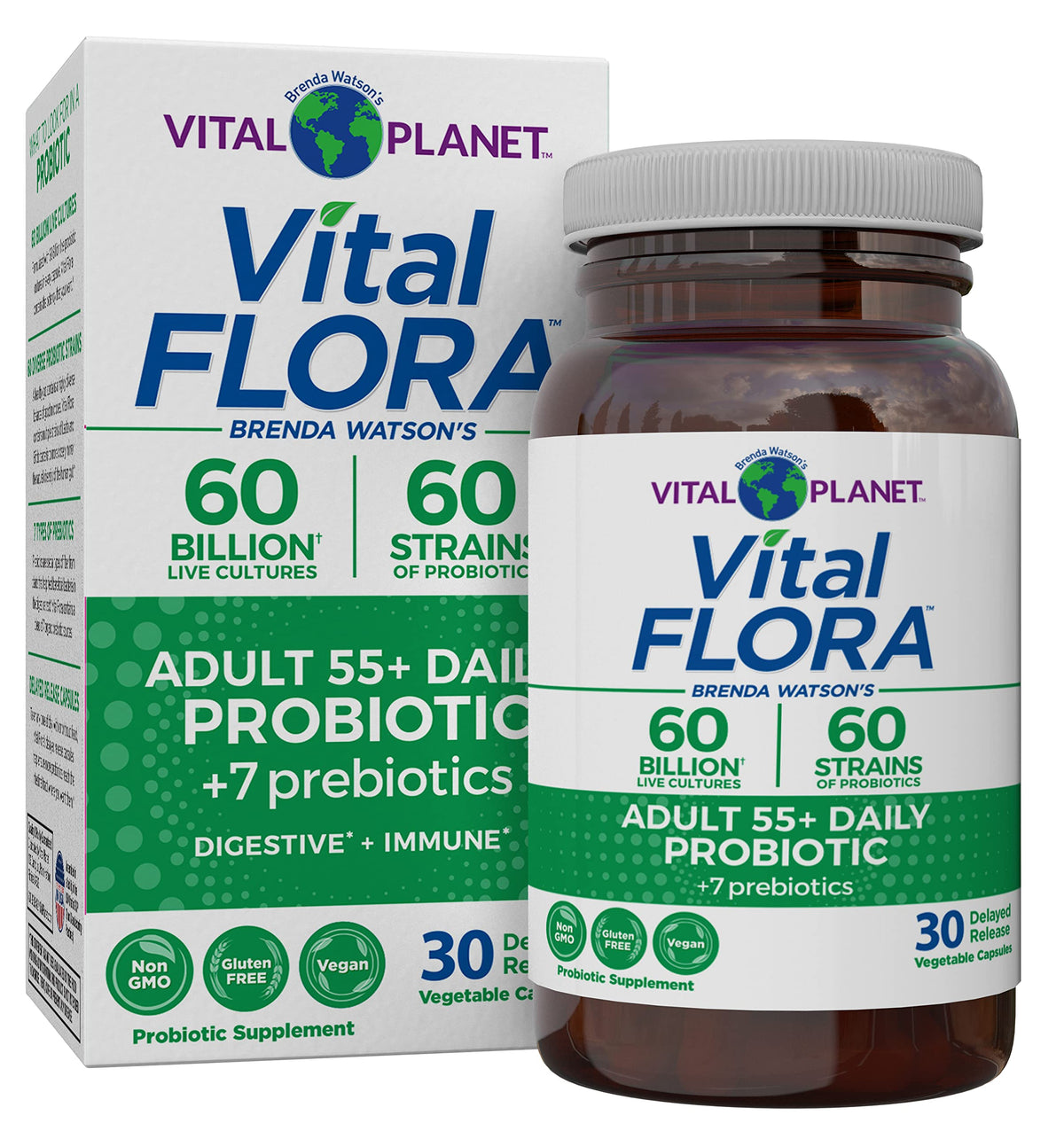 Vital Planet Vital Flora Adults Over 50 Daily Probiotic 60 Billion CFU