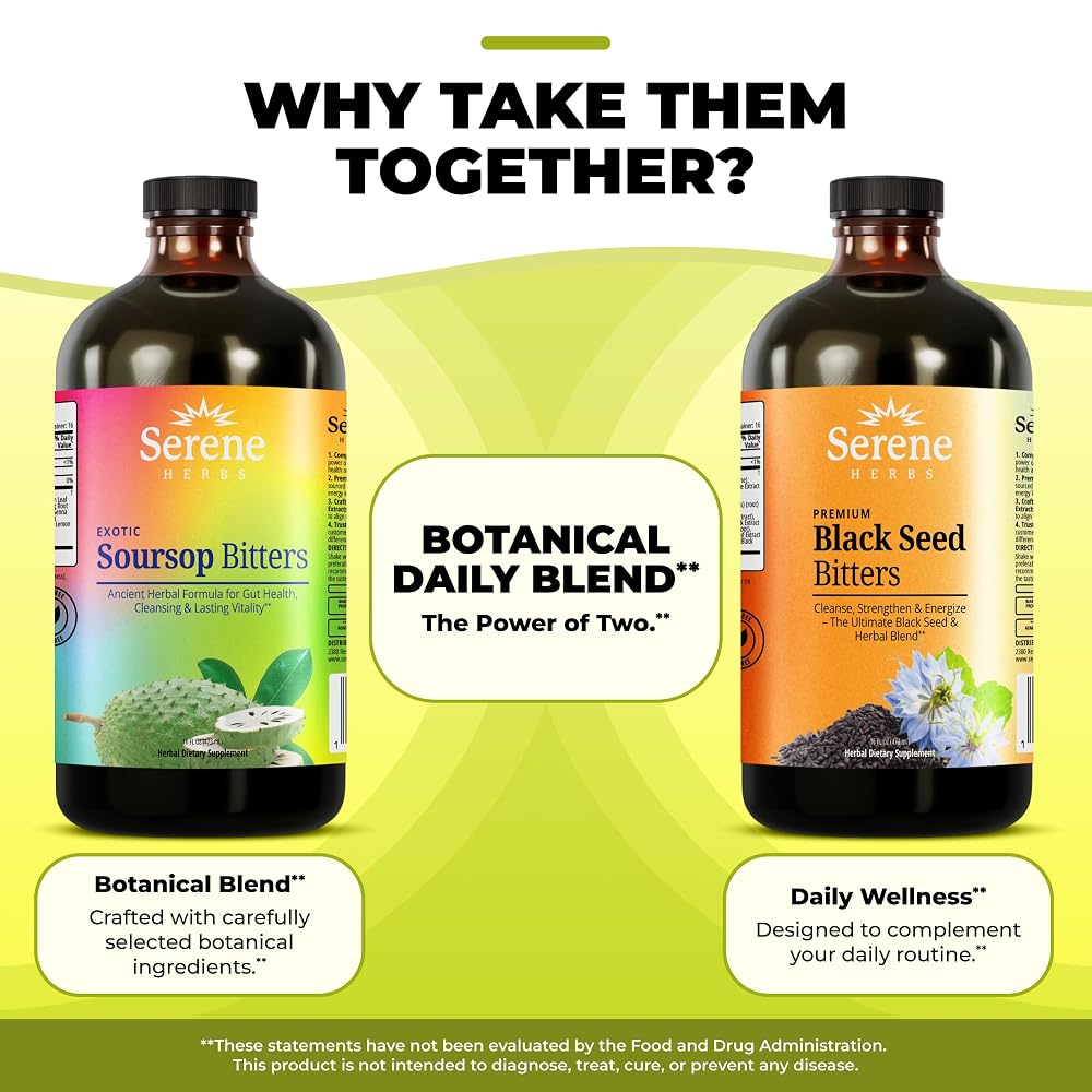 Serene Herbs Soursop Bitters Liquid & Black Seed Bundle