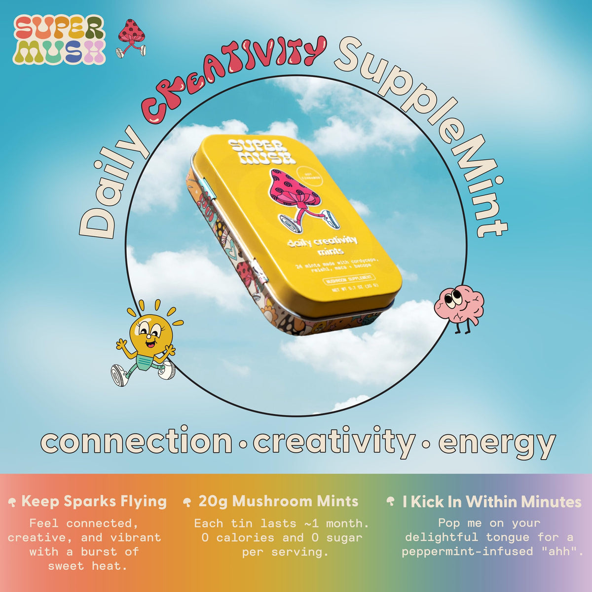 SuperMush Daily Creativity and Connection Mushroom Mints - 24 Count - image 2