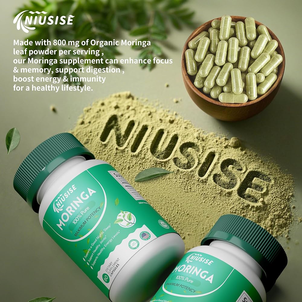 NIUSISE Moringa Powder Capsules 800mg Energy Support - 60 Capsules - image 6