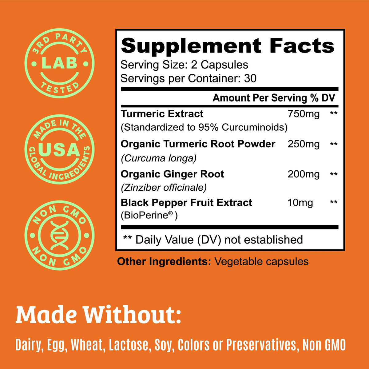 Dr. Matthew Turmeric Curcumin with Black Pepper Joint Support - 60 Capsules - image 2