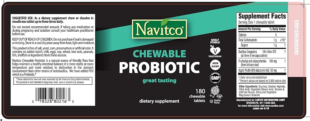 Navitco Kosher Chewable Probiotic - 180 Chewables - image 2