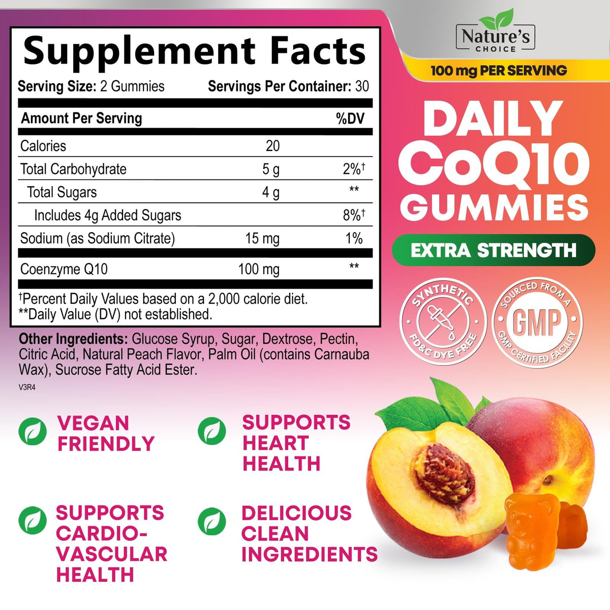 Nature's Choice CoQ10 Gummies 100mg - 3X Strength Co Q10 Gummies