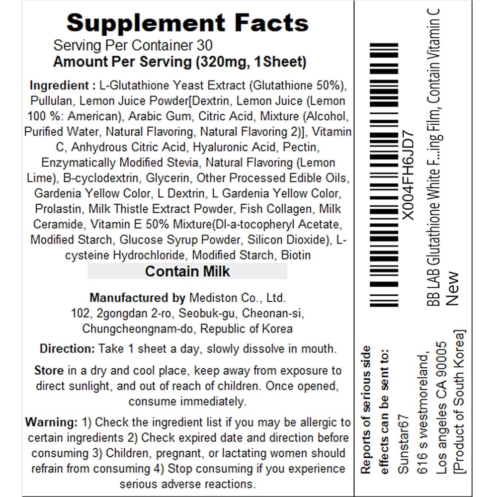 BB LAB Glutathione White Film 320mg Antioxidant - 30 Films - image 4