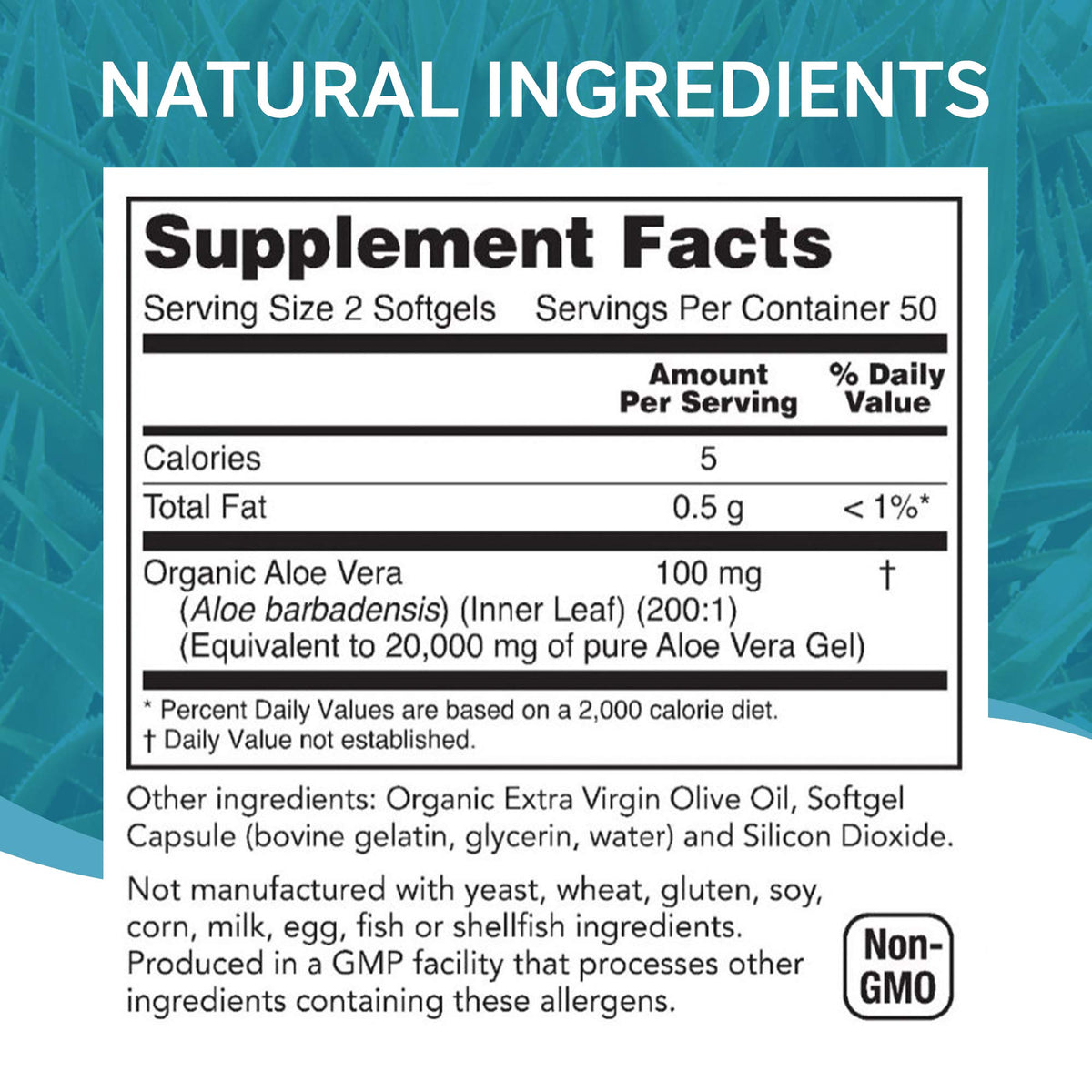 NutriWorth Aloe Vera Supplement Organic Extract - 100 Softgels - image 3