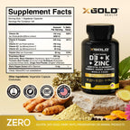 X Gold Health Vitamin D3 K2 K1 Zinc Quercetin Complex - 120 Capsules - image 2