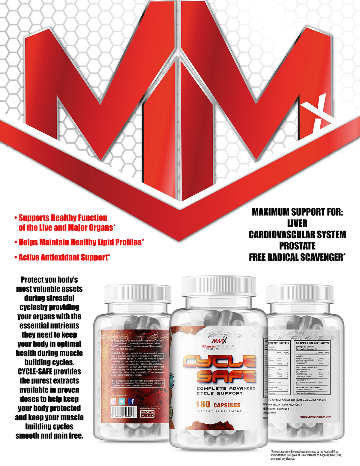 Muscle Metabolix Cycle Safe Liver & Organ Defense - 180 Capsules - image 4