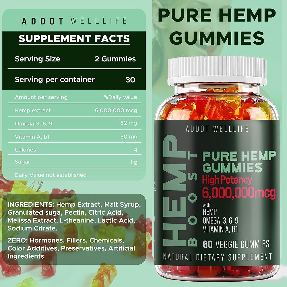 ADDOT WellLife Pure Hemp Gummies with Omega 3-6-9 - 60 Gummies - image 7