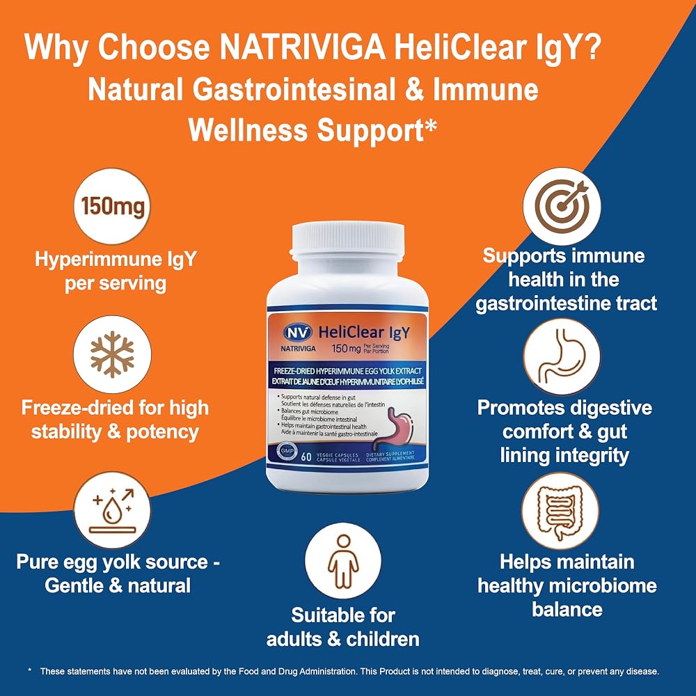 Natriviga Heliclear IgY Hyperimmune Immunoglobulins - 60 Capsules - image 4