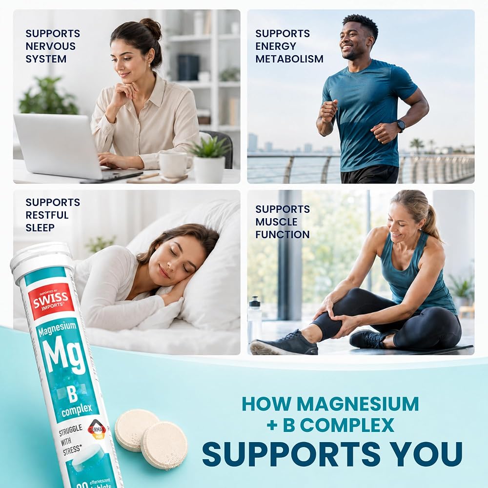 Swiss Imports Effervescent Magnesium + B Complex Dietary Supplement