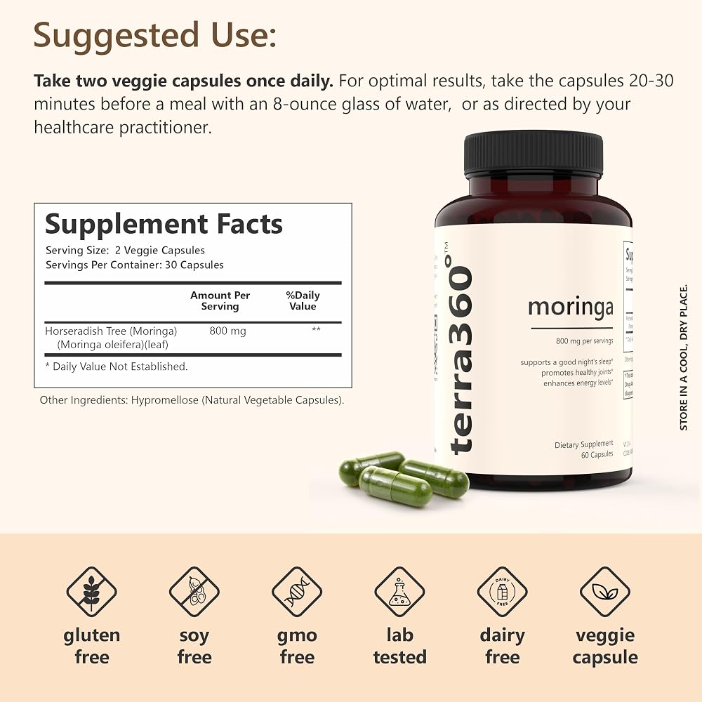 terra360° Moringa Leaf Powder 800mg - 60 Capsules - image 3