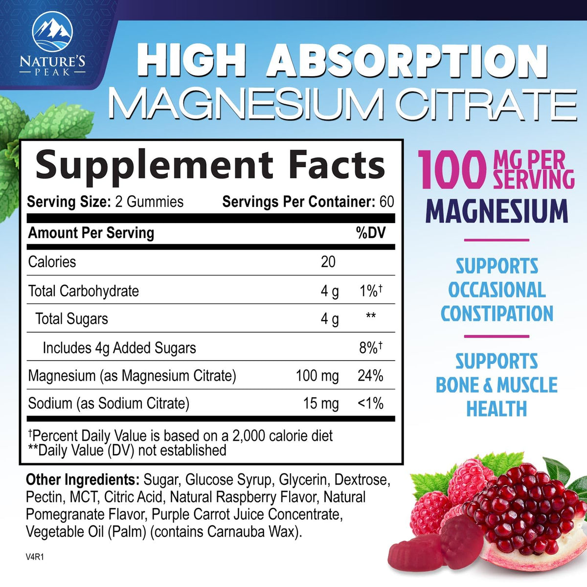 Nature's Peak Magnesium Citrate Gummies - High Absorption Magnesium