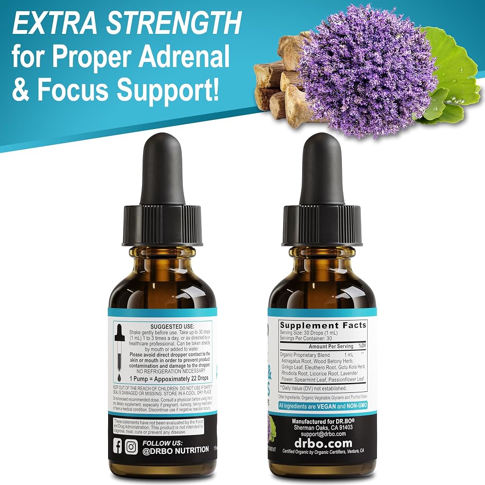 DR. BO Adrenal Support Liquid Drops with Adaptogens - 1 Fl Oz - image 9