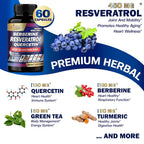 Organic Cadane Resveratrol Supplement 10-in-1 - 60 Capsules - image 2