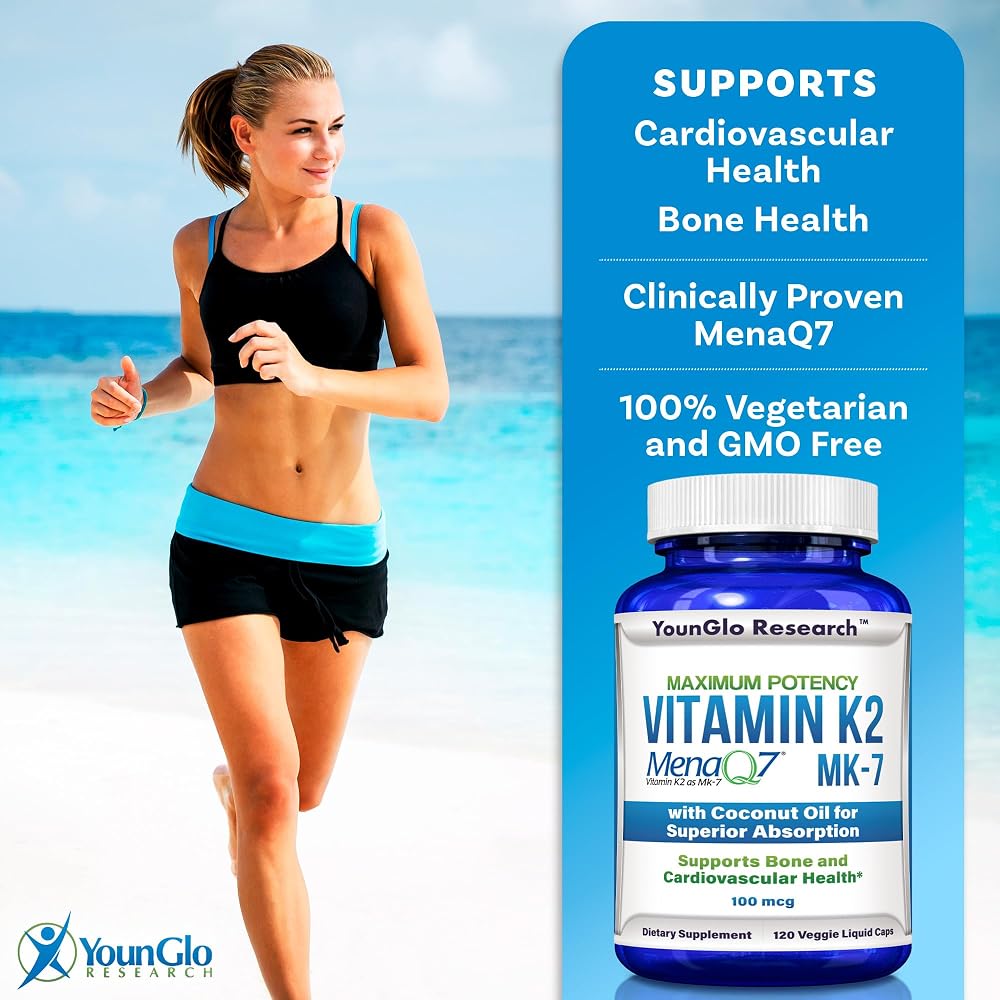 YounGlo Research Vitamin K2 MK7 100 mcg Bone Strength - 120 Capsules - image 3