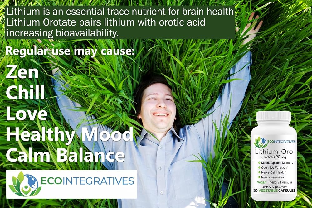 EcoIntegratives Lithium-Oro Orotate Supplement,100 Vegetarian Capsules