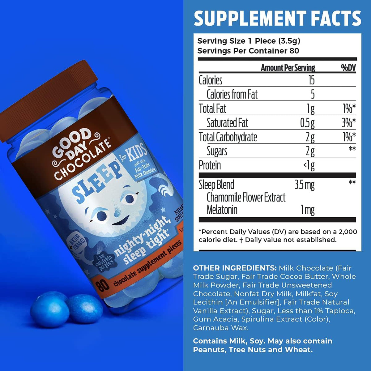Good Day Chocolate Melatonin for Kids 1 mg - 80 Chewables - image 2