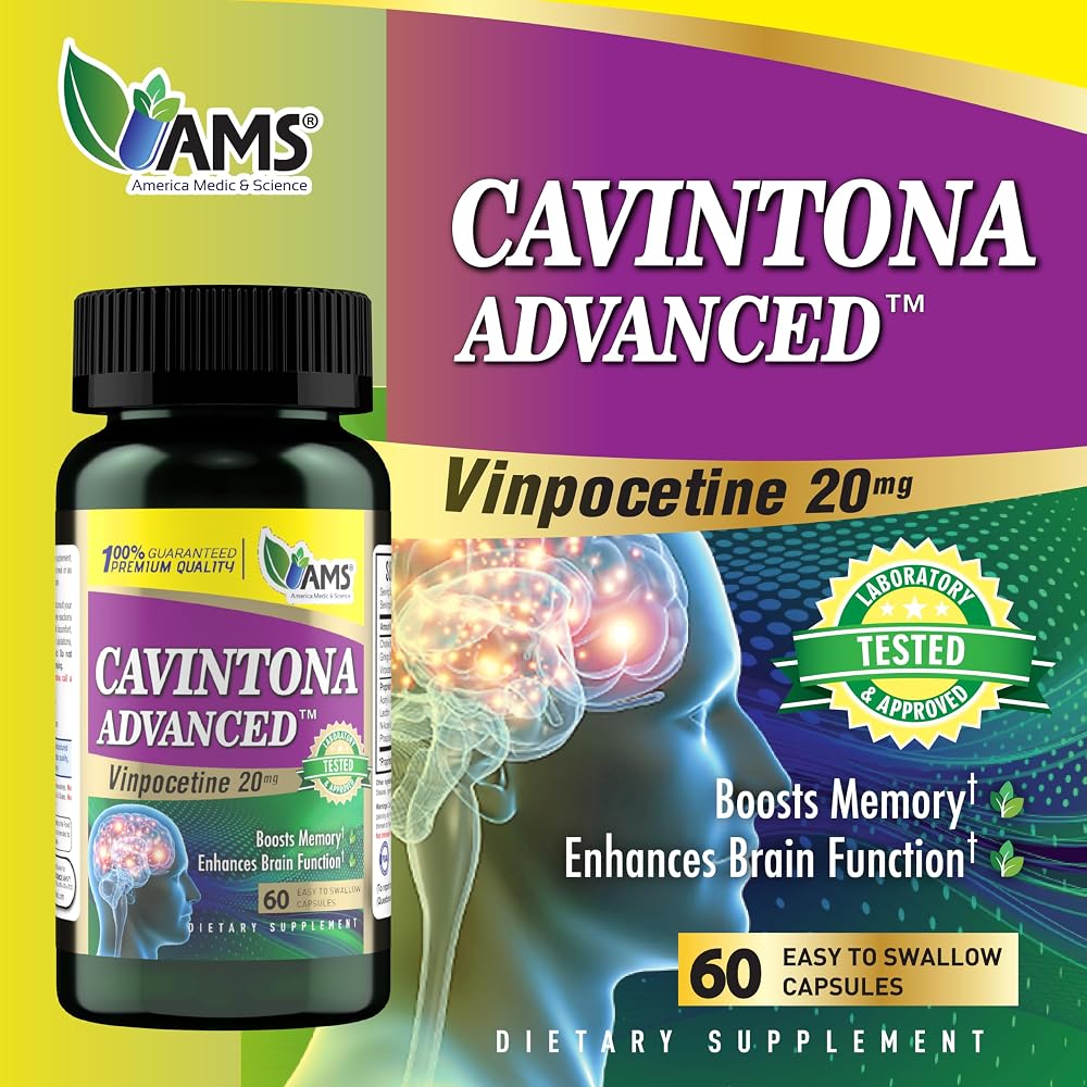 America Medic & Science Cavintona Vinpocetine 20mg Brain Support - 60 Capsules - image 2