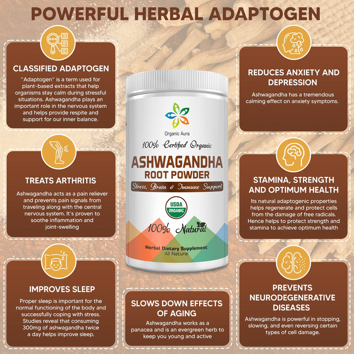 Organic Aura International Ashwagandha Root Powder - 16 Ounce - image 3