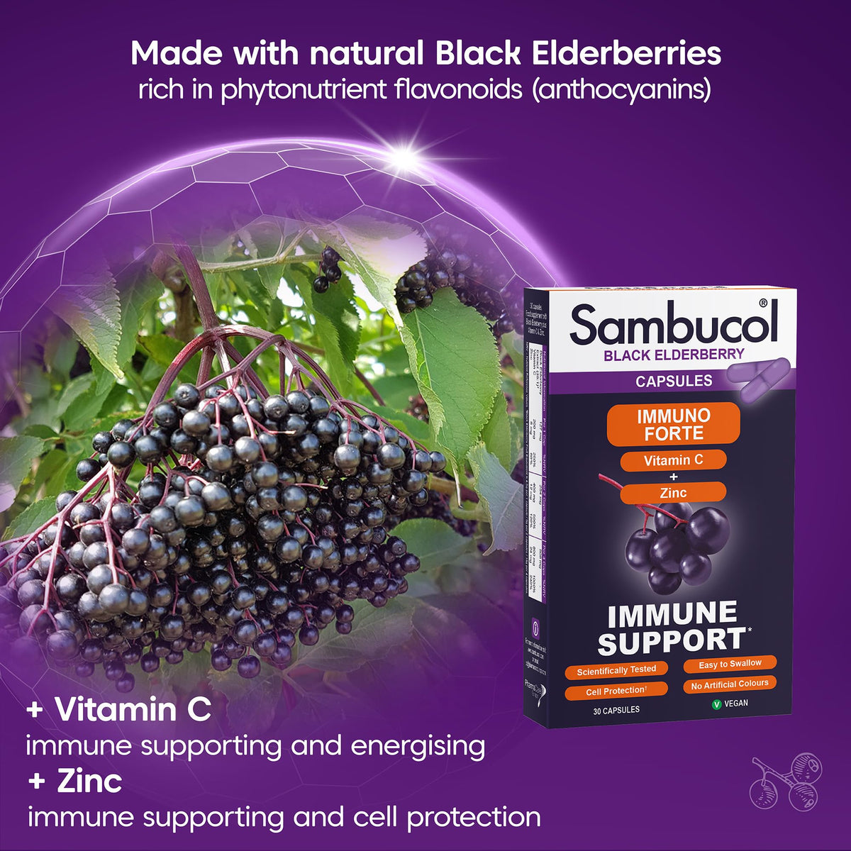 Sambucol Immuno Forte Black Elderberry Immune Support - 30 Capsules - image 3