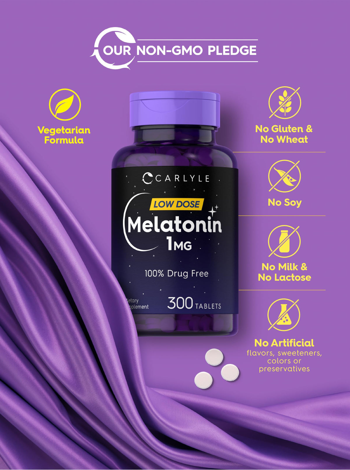 Carlyle Melatonin 1 mg Sleep Support - 300 Tablets - image 5