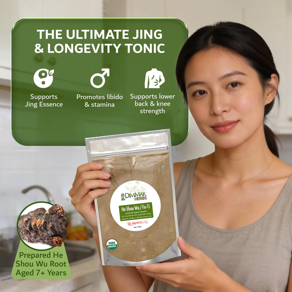 Dimmak Herbs Organic Prepared He Shou Wu Powder - 4 oz - image 3