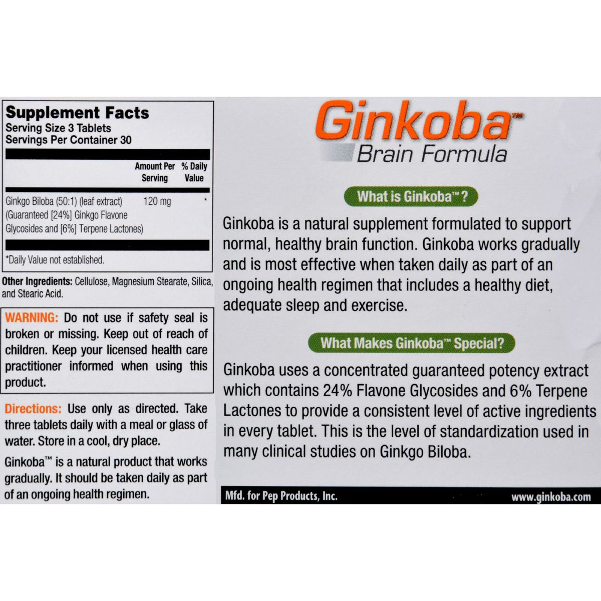 Pharmaton Ginkoba Memory Support Ginkgo Biloba - 90 Tablets - image 2
