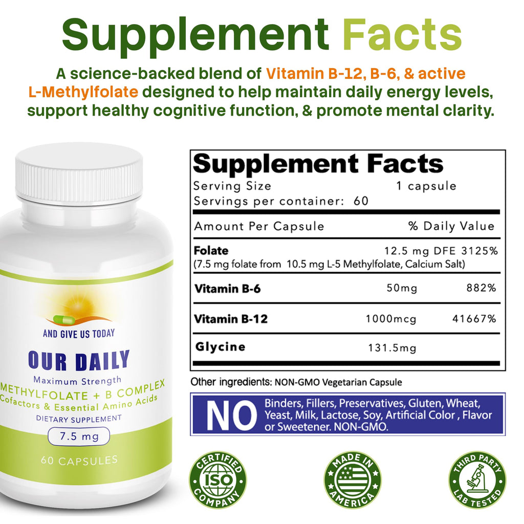 AND GIVE US TODAY OUR DAILY Our Daily Vites L-Methylfolate B Complex