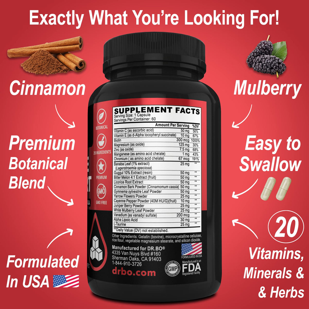 DR. BO Gluco Support Supplement Metabolism Boost - 60 Capsules - image 5